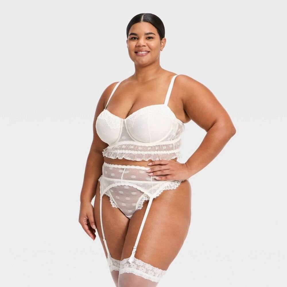 Women's Heirloom Lace 3pc Lingerie Set - Auden White XXL